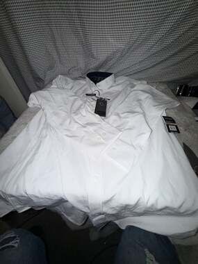 Fried Denim Men's White Long-Sleeve Tech Stretch Dress Shirt, Size XL